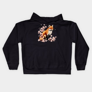 Japanese Fox Cherry blossom Kids Hoodie